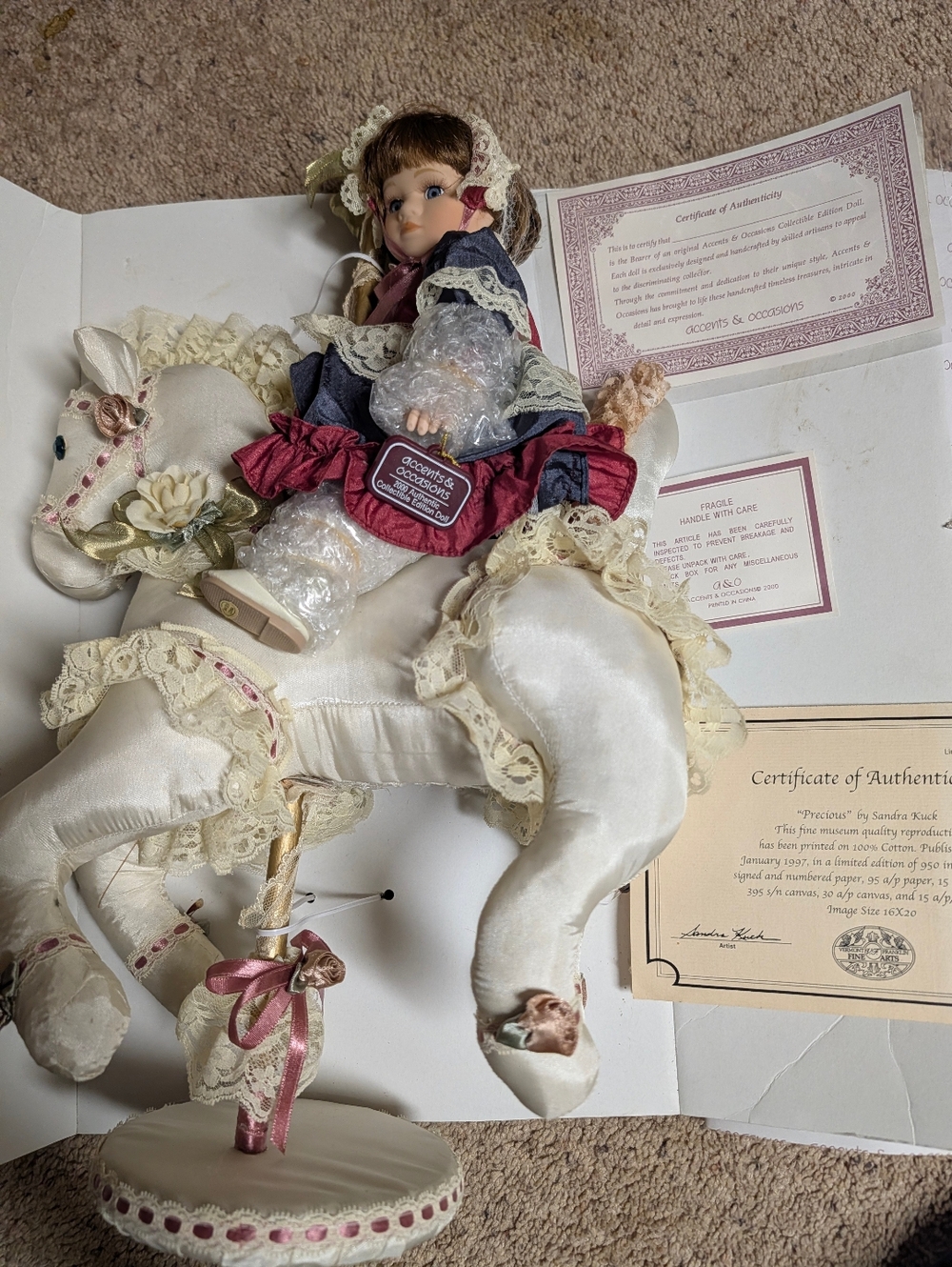 Vintage Heirloom Treasures Collectible Precious Porcelain Doll / Carousel Horse